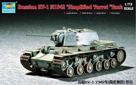 Trumpeter Military Models 1/72 Russian KV1 Mod 1942 Tank (Simplified Turret) Kit