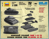 Zvezda 1/100 German PzKpfw IV F2 Medium Tank Snap Kit