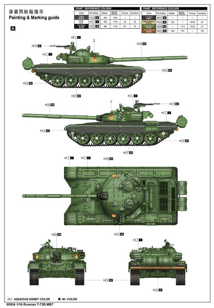 Trumpeter 1/16 Russian T72B Mod 1985 Main Battle Tank Kit – Military ...