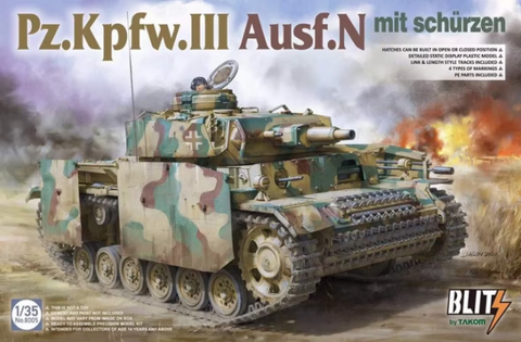 Takom Blitz 1/35 Pz. Kpfw. III Ausf. N Tank w/Side-Skirt Armor (New Variant) Kit