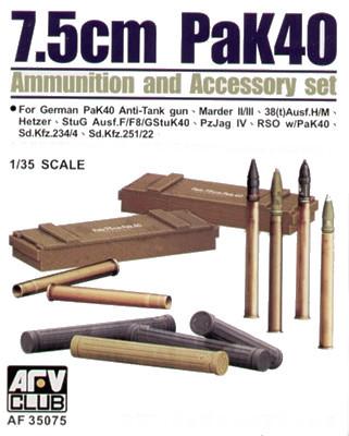 AFV Club 1/35 Pak 40 7.5cm Ammo & Accessory Set Kit