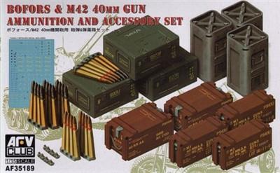 AFV Club 1/35 British Bofors & M42 40mm Gun Ammo & Accessory Set Kit