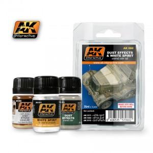 AK Interactive Dust Effects & White Spirit Enamel Paint Set (11, 15, 22)