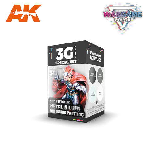 AK Interactive 3G Wargame Color Non Metallic Metal Silver (W.B) Set