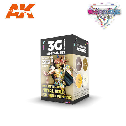 AK Interactive 3G Wargame Color Non Metallic Metal Gold (W. B.) Set