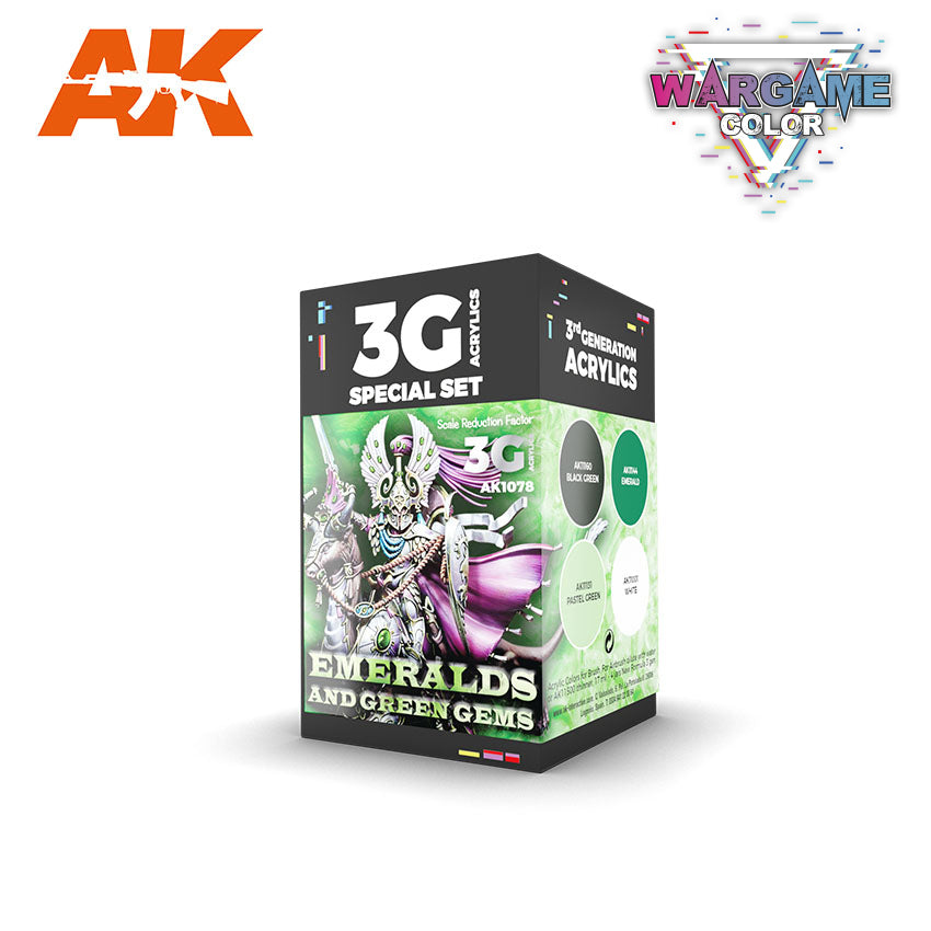 AK Interactive 3G Wargame Color Emeralds And Green Gems Set