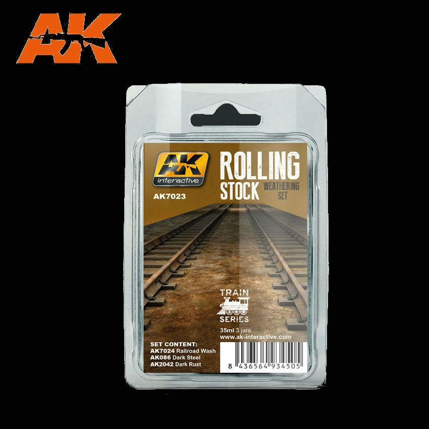 AK Interactive Trains: Rolling Stock Weathering Paint Set (3 Colors) 35ml Bottles