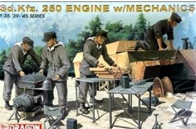Dragon Military 1/35 SdKfz 250 Halftrack Engine w/4 Mechanics Kit