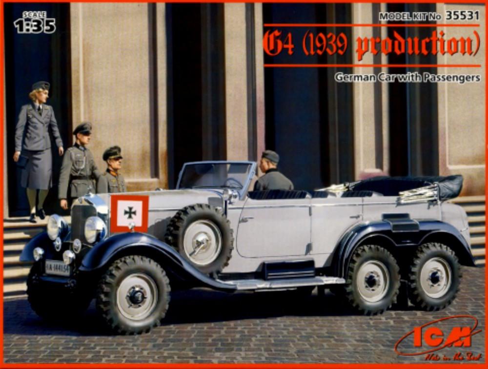 ICM 1/35 WWII German G4 1939 Production Staff Car w/4 Figures Kit