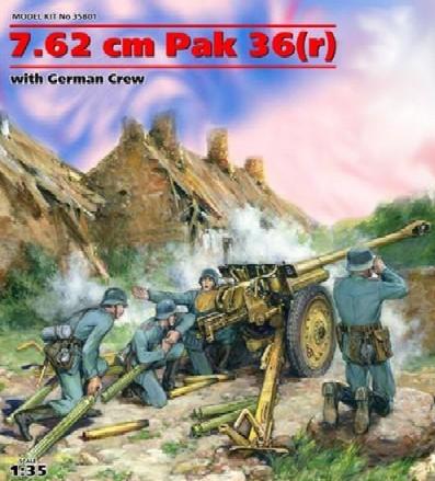 ICM 1/35 7.62cm PaK 36(r) Gun w/4 Crew Kit