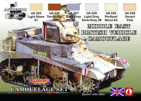 Lifecolor Acrylic British WWII Middle East Vehicles Camouflage Acrylic Set 