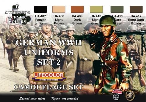 Lifecolor Acrylic German WWII Uniforms #2 Camouflage Acrylic Set (6 22ml Bottles)