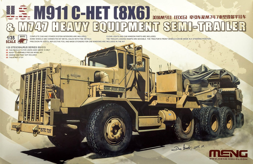 Meng 1/35 M911 C-HET Heavy Tractor & M747 Heavy Equipment Semi-Trailer (New Tool) Kit
