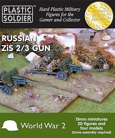 Plastic Soldier 15mm WWII Russian Zis 2/3 Gun (4) & Crew (20) Kit