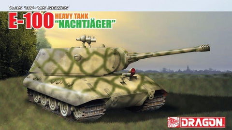 Dragon 1/35 German E100 Nachtjager Heavy Tank w/Night Vision Equipment & 4 Crew (Re-Issue) Kit