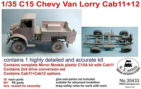 LZ Models 1/35 C15 Cab 13 Chevy Van Lorry Flatbed Truck Kit
