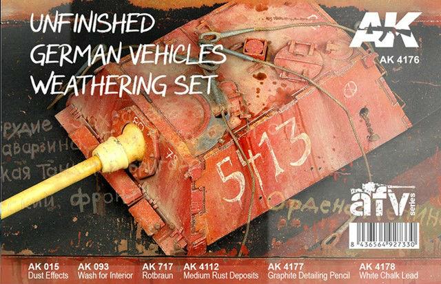 AK Interactive AFV Series: Unfinished German Vehicles Weathering Enamel Set (4 Colors, 2 Pencils) 35ml Bottles