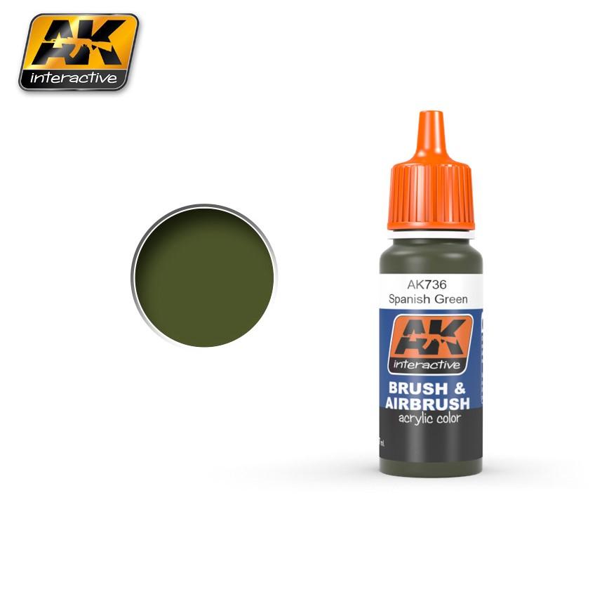 AK Interactive Spanish Green Acrylic Paint 17ml Bottle – Military Model ...