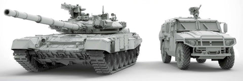 Suyata 1/48 T90A Main Battle Tank & Tiger GAZ233014 Armored Vehicle Kit