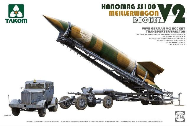 Takom 1/72 WWII German V2 Rocket on Meillerwagen Transporter w/Hanomag SS100 Tractor (New Tool) Kit
