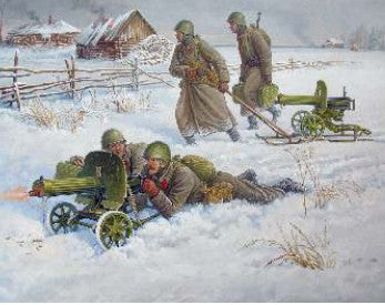 Zvezda Military 1/72 WWII Soviet Machine Gun Maxim w/Crew 1941-43 (4 & 2 Guns) Kit