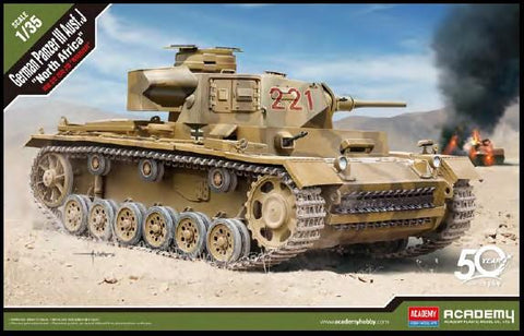 Academy 1/35 German Panzer III Ausf J Tank North Africa (New Tool) Kit