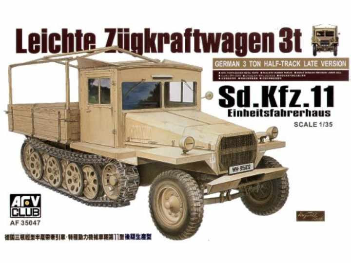 AFV Club 1/35 SdKfz 11 3-Ton Halftrack Late Type w/Wood Cab Kit