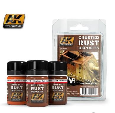 AK Interactive Crusted Rust Deposits Weathering Enamel Paint Set (3 Colors) 35ml Bottles