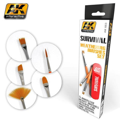 AK Interactive Survival Weathering Brushes Set (5 Different)