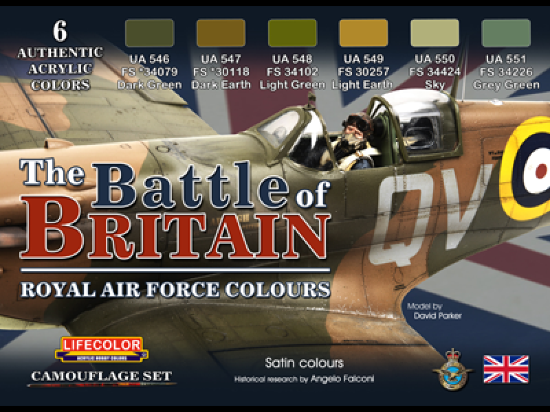 Lifecolor Acrylic The Battle of Britain Royal Air Force Colors Acrylic Set (6 22ml Bottles)