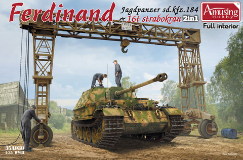 Amusing Hobby 1/35 "Ferdinand" Jagdpanzer Sd.Kfz.184 &16t Strabokran Kit