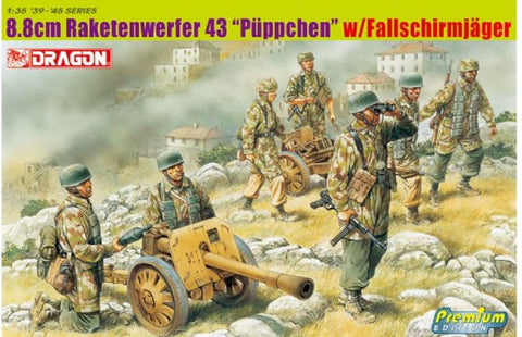 Dragon Military 1/35 8.8cm Raketenwerfer 43 Puppchen (2) w/Paratroopers (Re-Issue) Kit