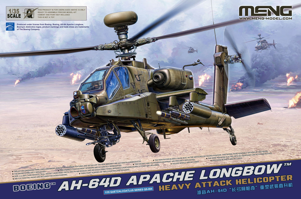 Meng 1/35 Boeing AH-64D Apache Longbow Heavy Attack Helicopter Kit