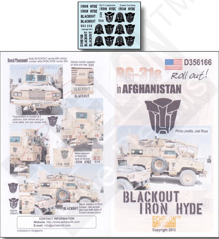 Echelon Decals 1/35 RG31s Roll Out Afghanistan for KIN