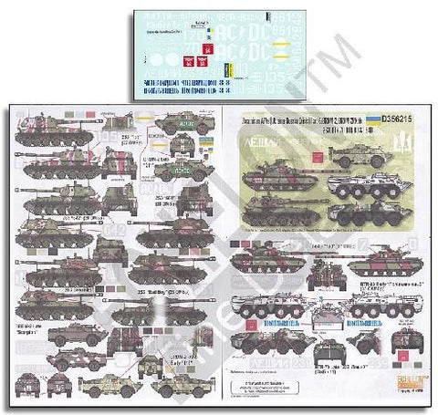 Echelon Decals 1/35 Ukraine AFVs Ukraine-Russia Crisis Pt.6 BRDM2, BRDM2RKhb, 2S3, BTR70, BTR80 & T64B