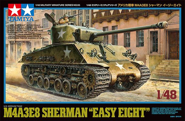 Tamiya 1/48 US M4A3E8 Sherman Easy Eight Medium Tank (New Tool) Kit