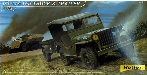 Heller Military 1/35 US 1/4-Ton Truck w/Trailer Kit