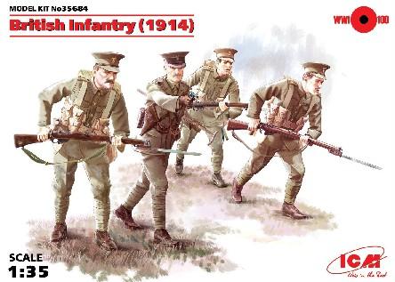 ICM 1/35 WWI British Infantry (4) w/Weapons 1914 Kit