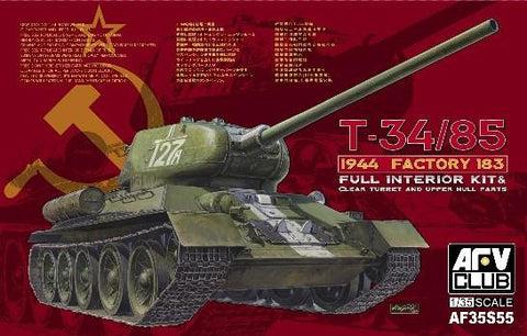 AFV Club 1/35 T34/85 Mod 1944 Factory No.183 Tank Full Interior w/Transparent Turret Kit