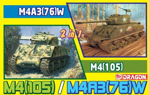 Dragon Military 1/35 M4(105)/M4A3(76)W Tank (2 in 1) Kit