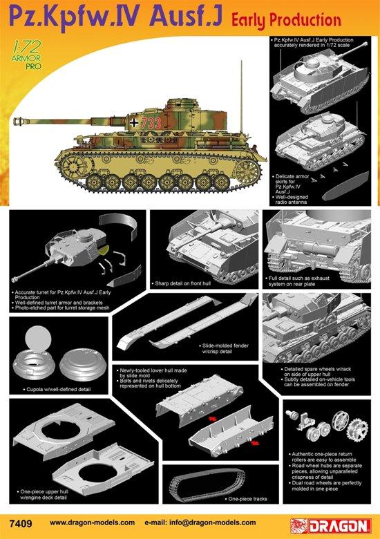 Dragon 1/72 PzKpfw IV Ausf J Early Production Tank Kit