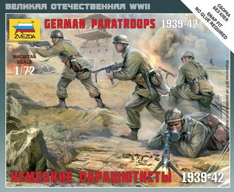 Zvezda 1/72 German Paratroopers 1939-42 (4) (Snap Kit)