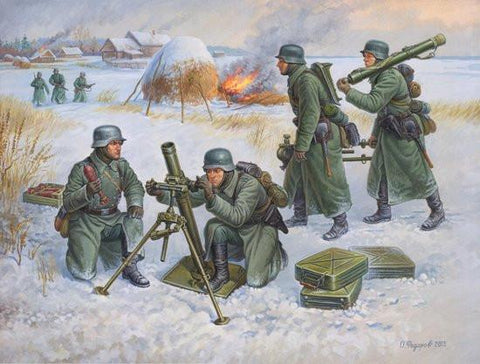 Zvezda 1/72 German 81mm Mortar w/4 Crew Winter Uniform 1941-45 Snap Kit