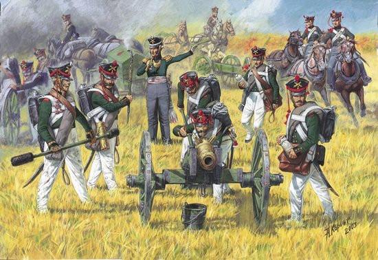 Zvezda 1/72 Russian Foot Artillery 1812-14 (20 w/6 Horses & 3 Cannons) Figure Set