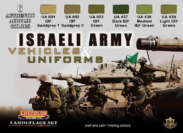 Lifecolor Acrylic Israeli Army Vehicles & Uniforms Camouflage Acrylic Set (6 22ml Bottles)