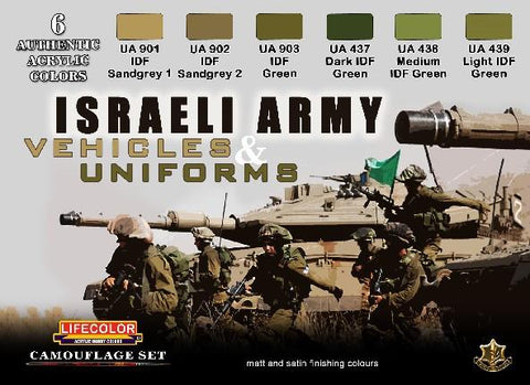 Lifecolor Acrylic Israeli Army Vehicles & Uniforms Camouflage Acrylic Set (6 22ml Bottles)