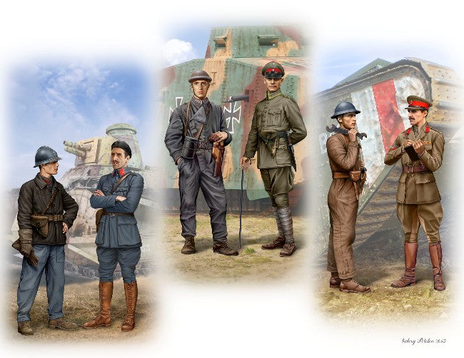 Master Box 1/35 French, German, British Private & Officer Tankmen of WWI (6) Kit