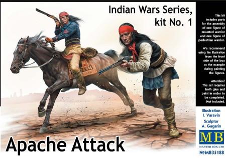Master Box 1/35 Apache Attack Indians w/Rifles (2) & Horse (1) Kit (New Tool)
