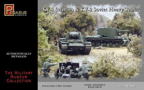 Pegasus Military 1/72 Soviet KV1 Mod 1940 & KV2 Tank (2) (Snap Kit)