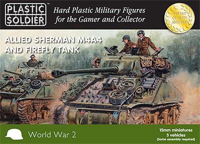 Plastic Soldier 15mm WWII Allied M4A4 Sherman/Firefly Tank (5) Kit